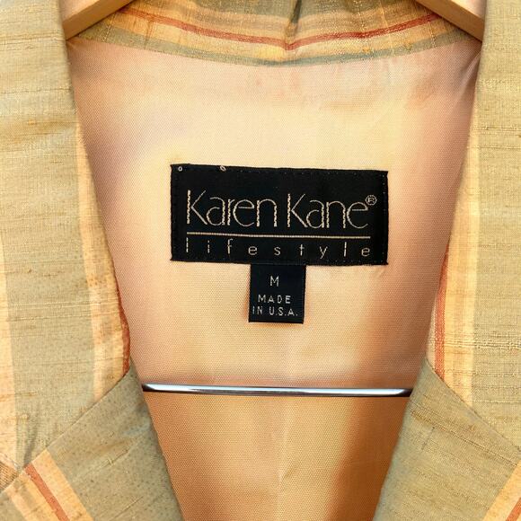 Vintage Y2K Karen Kane Silk Vest Striped Menswear Preppy Waistcoat Medium 90s - Picture 3 of 9